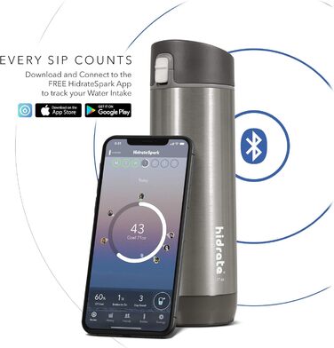 Розумна пляшка для води Hidrate Spark PRO з підсвіткою, відстеженням гідратації, 483 мл, нержавіюча сталь