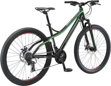 Алюмінієвий гірський велосипед BIKESTAR Hardtail Shimano 21 швидкісна трансмісія, дискові гальма 26, 27.5, 29 дюймові шини 16, 17, 18 дюймова рама Alu MTB ПРОБНА ВЕРСІЯ БЕЗ РИЗИКУ 27,5 дюймів Дискові гальма Чорний і Зелений