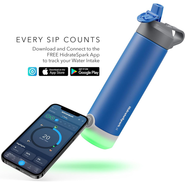 Розумна пляшка для води HidrateSpark TAP зі соломинкою
