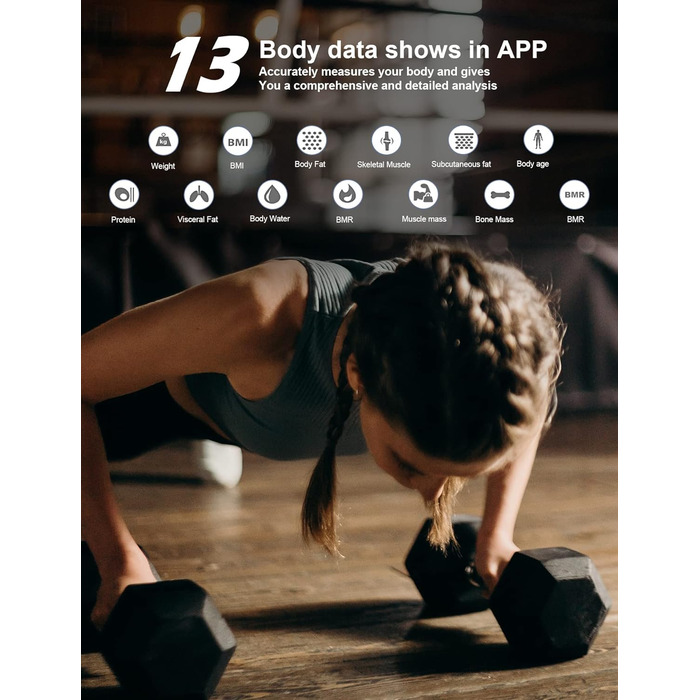 Шкала жиру в організмі, ваги для ванної кімнати Bluetooth із додатком, розумні цифрові ваги для жиру в організмі, ІМТ, ваги, м'язової маси, води, білка, скелетних м'язів, ваги кісток, BMR, чорний 260 темно-блакитний тьмяний