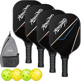 Набір для піклболу 4 ракетки, чорний, Pickleball Paddel