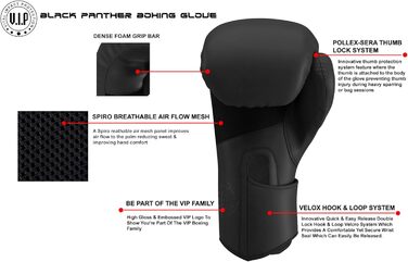 Боксерські рукавички VIP Vital Impact Protection Black Panther чорні 454 г