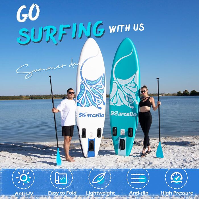 Надувна SUP-дошка 10’6 x 33” x 6” для дорослих з рюкзаком, насосом, нековзким килимком та чохлом для телефону, ультра-легка