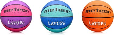 Міні-баскетбольний м'яч meteor Layup Kids Розмір 5 6 7 ідеально підходить для дитячих рук від 4-8 років Ідеальний баскетбольний м'яч для тренувань М'який баскетбол з чіпкою поверхнею (розмір 6 (жінки), рожевий і фіолетовий)