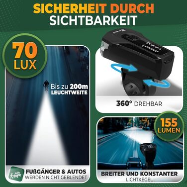 Набір велосипедних LED-ліхтарів MIVELO, StVZO, USB, водонепроникні, передній та задній світло, яскраве освітлення