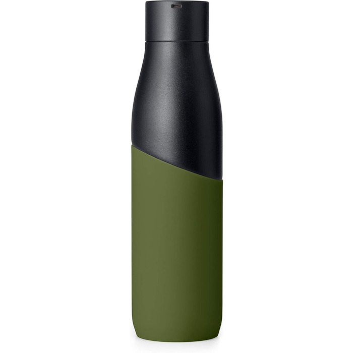Пляшка LARQ Bottle Movement PureVis 950 мл — легка самочищувальна неізольована пляшка з нержавіючої сталі з UV-стерилізатором для води, багаторазова, для подорожей, чорна/сосна