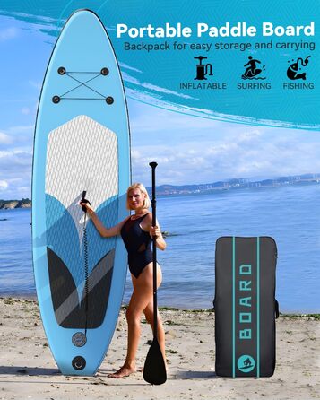 Надувна SUP-дошка 320x76x15 см для дорослих, ультралегкий комплект із регульованим веслом, ручним насосом, плавником і рюкзаком