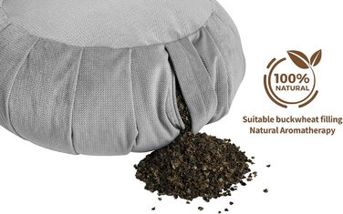 Подушка для медитації Sensory Owl Zafu Yoga Cushion з оксамиту 100 м'який оксамит гречана оболонка наповнювач кругла висота сидіння 18 см 35 лаванда (срібло)