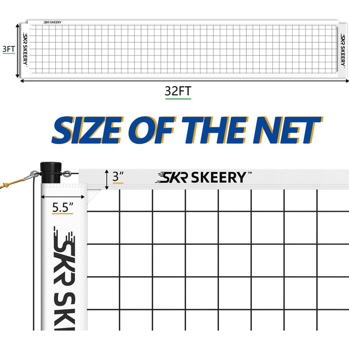 Міцний набір волейбольних сіток SKEERY, конструкція проти запотівання, регульовані алюмінієві планки, портативна волейбольна сітка для заднього двору, трави та пляжу (білий/пишний сад)