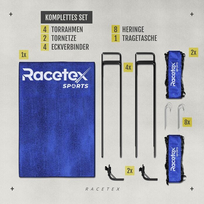 Дитячий набір футбольних воріт Racetex 2 - Футбольні ворота в т.ч. Корисна сумка для транспорту - Версія з армованими стрижнями зі скловолокна - Футбольні ворота для саду або парку синій