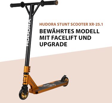 Трюковий скутер HUDORA XR-25.1 - Рульове управління на 360 - Kick Scooter - Кулькові підшипники ABEC 9 - Надійний веселий скутер, Kick Scooter, Трюковий скутер, Трюковий скутер, Міський скутер -14064 - Золотий