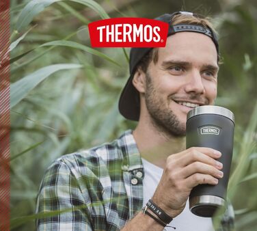 Термокружка Thermos ICON 470 мл, графітова, з нержавіючої сталі, ізотермічна, герметична, зберігає тепло 7 годин/холод 22 години, для кави, зручна для подорожей, BPA-free, можна мити в посудомийці