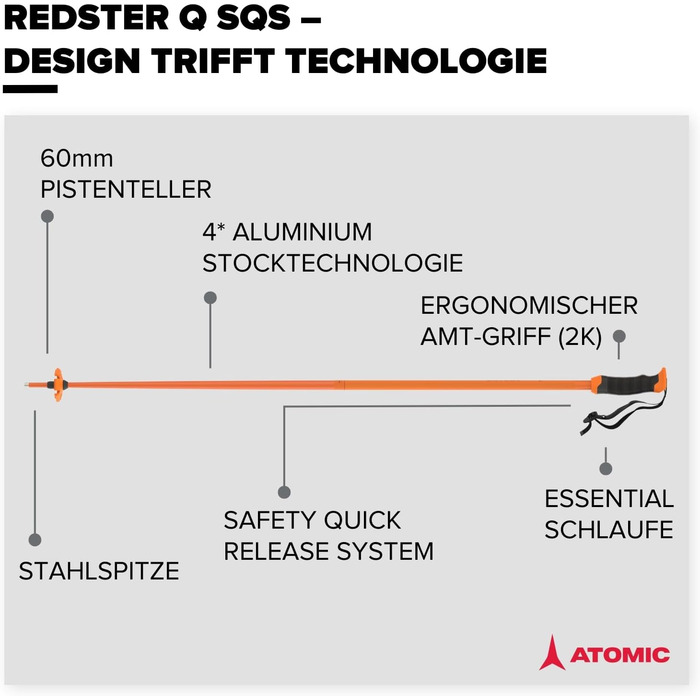 Лижні палиці ATOMIC REDSTER Q SQS 120см Помаранчевий