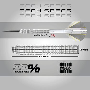 Професійні дротики RED DRAGON Seren Pure 90% вольфраму зі сталевим вістрям, набір з крилами та хвостовиками, 21-25 г, 4 стилі