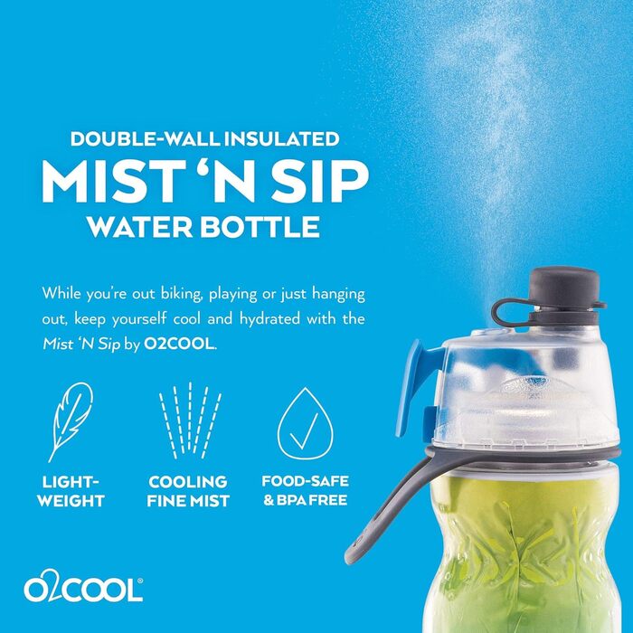 Пляшка для води O2COOL Mist 'N Sip 2в1 з туманом і функцією пиття без протікання Ombre Blue