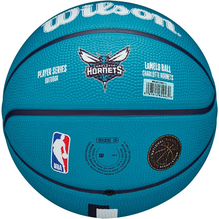 Баскетбол на відкритому повітрі WILSON NBA Player Icon розмір 7 74,9 см і міні-розмір (3, м'яч LaMelo)