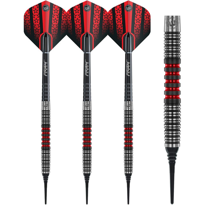 Дартс WINMAU Joe Cullen 18 г вольфрамові з м'яким наконечником, комплект з перами Prism та стержнями