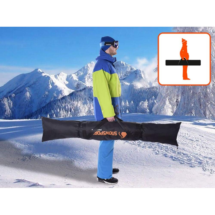 Лижна сумка Snowsport SuperPro 5in1 Skicase Лижна сумка з функцією рюкзака 150/160/170/180см на 1 пару лиж палиці 180.0 сантиметрів