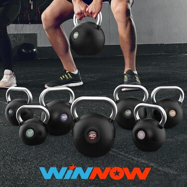 Гиря WINNOW 16 кг для фітнесу, з антиковзною ручкою, для силових вправ і домашнього тренування, зелена