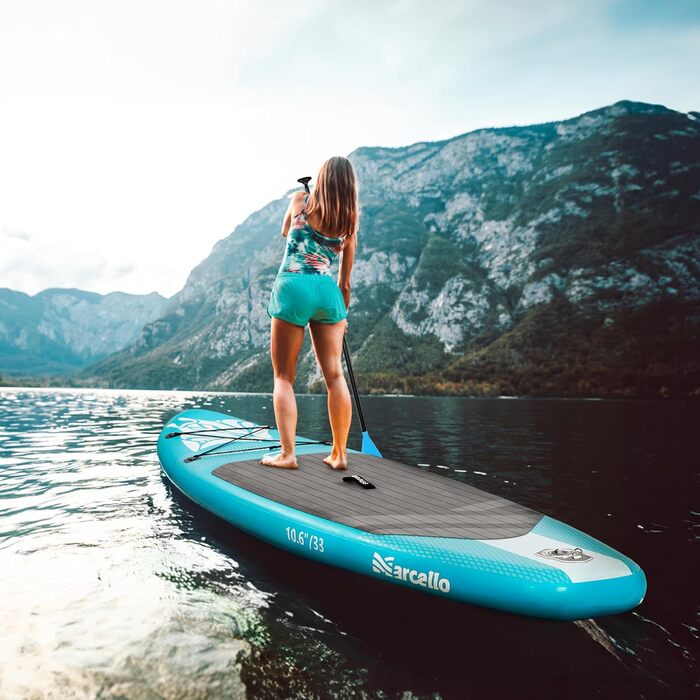 Надувна SUP-дошка 10’6 x 33” x 6” з рюкзаком, насосом, нековзким покриттям, чохлом для телефону, ультралегка дошка для веслування стоячи для дорослих