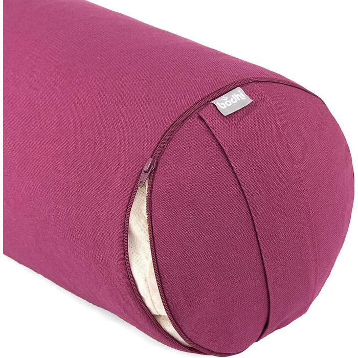 Рулон Bodhi Yoga Bolster Ø 22 см Рулет для йоги з органічною начинкою зі спельти Подушки для йоги для відновлювальної та інь-йоги Бавовняний чохол, який можна прати Подушка для пілатесу з ременем для перенесення (баклажани)