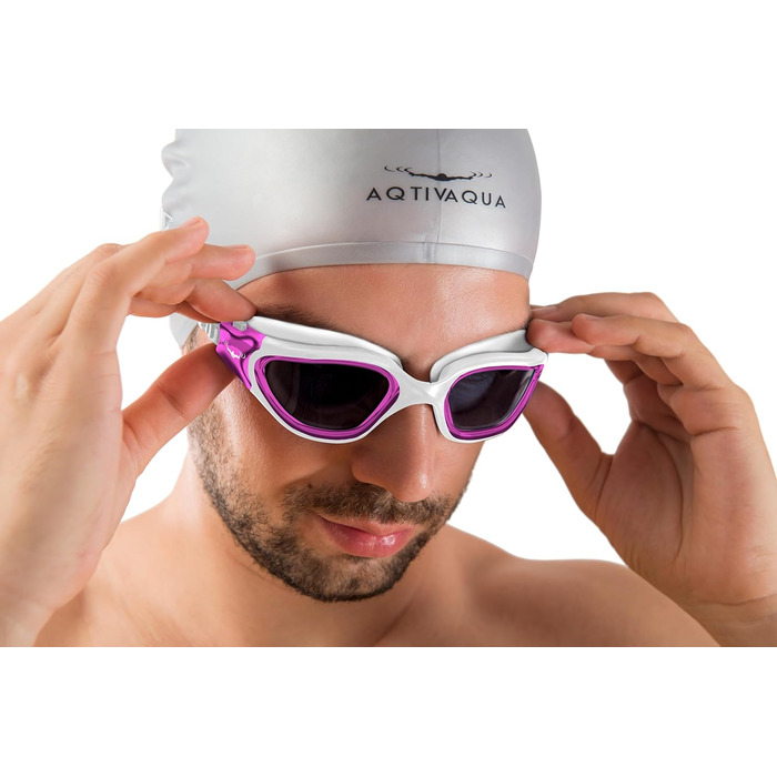 Окуляри для плавання AqtivAqua DX з широким оглядом, UV-захистом, антифогом, герметичні, з регульованим силіконовим ремінцем для дорослих і підлітків, для басейну та відкритої води