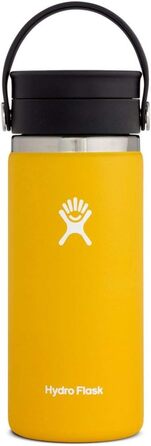 Термос-гуртка HYDRO FLASK 473 мл, ізольована сталева чашка для кави з кришкою Flex Sip, герметична, широка горловина, колір Sunflower