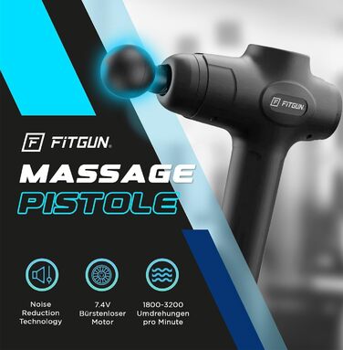 Масажний пістолет Fitgun Muscle Massager Портативний міні-масажний пістолет з 6 масажними головками для домашнього тренажерного залу Офіс Полегшення болю після тренування, чорний