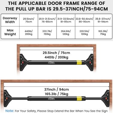 Коробка дверна Pameil Pull-Up Bar, до 200 кг, 75-120см, чорна