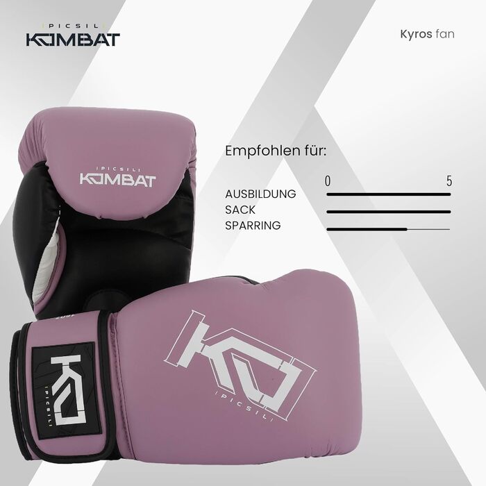 Боксерські рукавички Picsil Kombat Kyros 14oz для муай-тай, ММА, кікбоксингу, унісекс, лілові, тренувальні та бойові