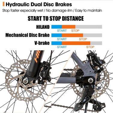 Дюймовий алюмінієвий гірський велосипед, 21 передача гідравлічні дискові гальма велосипед, амортизаційна вилка з блокуванням велосипед для чоловіків жінок, MTB дорослі чоловіки жінки велосипед сірий, 27,5-