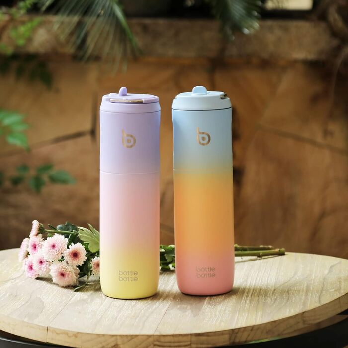 Термобутилка BOTTLE BOTTLE 680 мл з трубочкою, кришкою та ручкою, спортивна нержавіюча пляшка для води, подвійні стінки, герметична, для спорту, подорожей, тренажерного залу