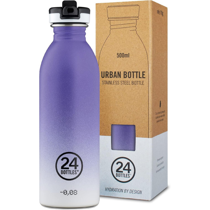 Пляшка для води 24Bottles Urban Purple Rhythm 500 мл, нержавіюча сталь, спортивна кришка