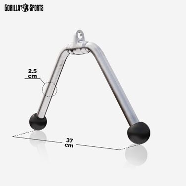 GORILLA SPORTS® Гриф для кросовера — широкий, для біцепса, трицепса, лат, SZ-гриф, хромований, з обертовим шарніром, нековзний — ручки для тягових тренажерів, тренажер передпліччя