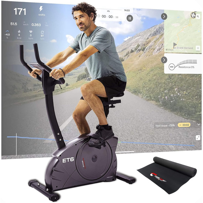 Велотренажер Christopeit Sport Ergometer ET 6 новий 24-ступінчастий, вага до 150 кг, магнітна гальмівна система 12 кг, РК-дисплей (ергометр ET 6 з килимком для захисту підлоги)