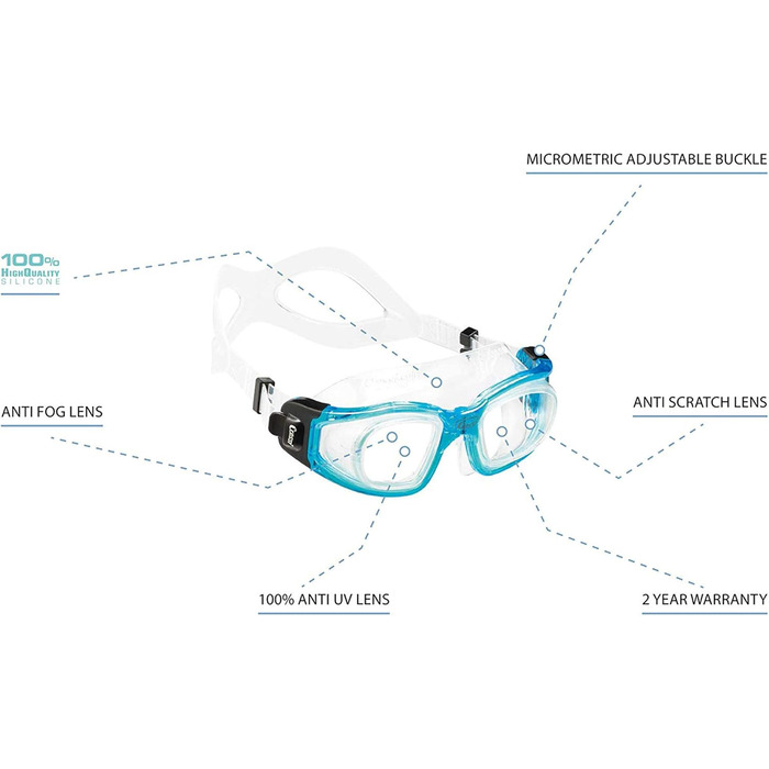 Окуляри Cressi Galileo, загартовані лінзи, один розмір, прозорий/білий