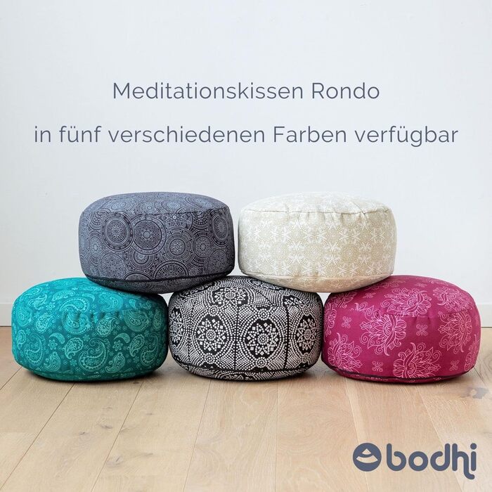 Подушка для медитації Bodhi Rondo Ø 33 см Колекція Махараджа Подушка для йоги зі знімним чохлом, який можна прати, зі 100 бавовни Підлогова подушка сидіння з капковим наповнювачем Lotus / berry