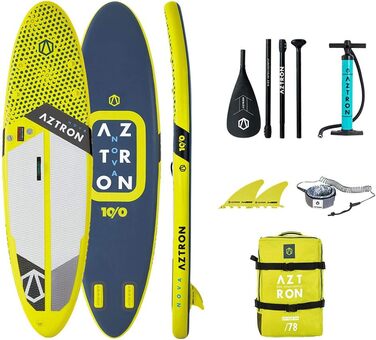 Надувна SUP-дошка AZTRON Nova Compact 305x81x15 см, жовто-сіра, для дорослих