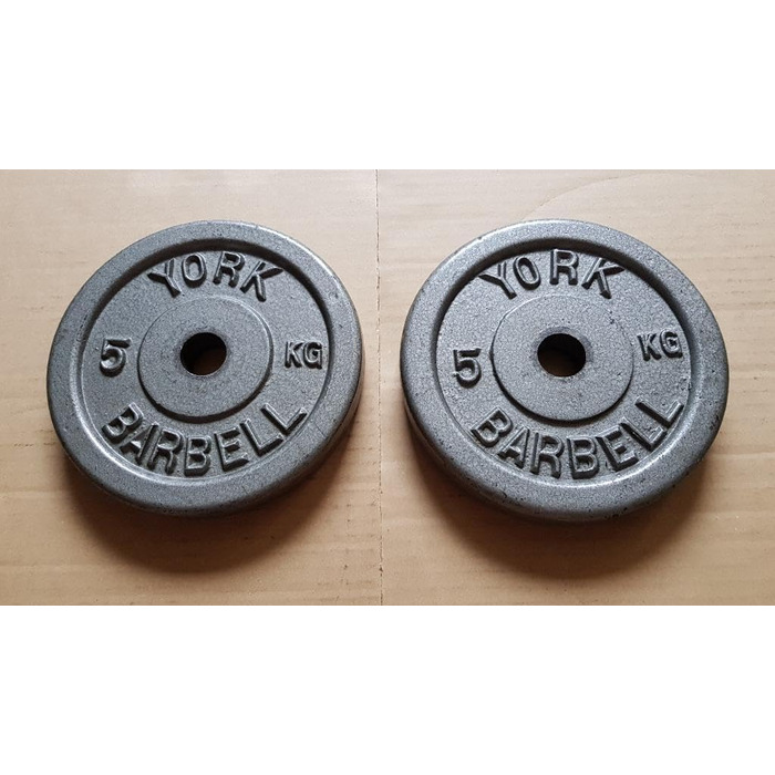 Вагові пластини York Fitness 4x5 кг, чавунні, отвір 1 дюйм