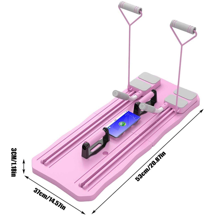 Складна дошка для пілатесу UYSELA, багатофункціональна дошка для живота, набір дошок для реформаторів пілатесу, багатофункціональний тренажер для любителів фітнесу та початківців, Pink Pink Normal