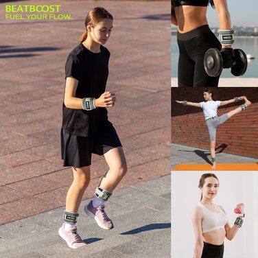 Універсальні ваги на зап'ястя і щиколотки BeatBoost 1,8 кг для жінок і чоловіків, регульовані ремені, для ходьби, пілатесу, тренувань, фітнесу, аеробіки, сірі