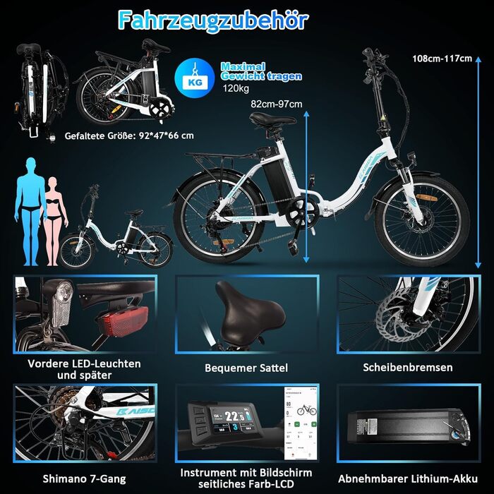 Велосипед K KAISDA 20 E-Bike, 36В 13Ач, запас ходу 75 км