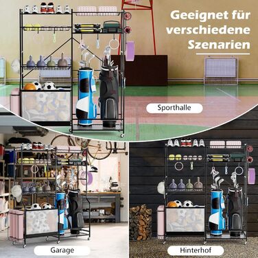 Органайзер для гольфу COSTWAY 5 в 1 з колесами, полицями та гачками