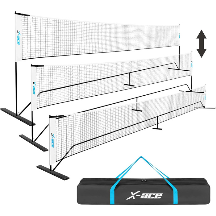Портативна сітка для бадмінтону X-ACE 20 футів - регульована по висоті сітка для бадмінтону для тенісу, футболу, тенісу та піклболу - міцна конструкція та проста установка в саду та на відкритому повітрі