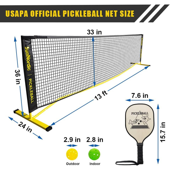 Портативний набір сіток для піклболу SunNordic, сімейні вправи, поліефірна сітка Pickleball із стійким до атмосферних впливів металевим каркасом і сумкою для перенесення, система сіток Pickleball для будь-яких погодних умов, на вулиці та в приміщенні (сіт