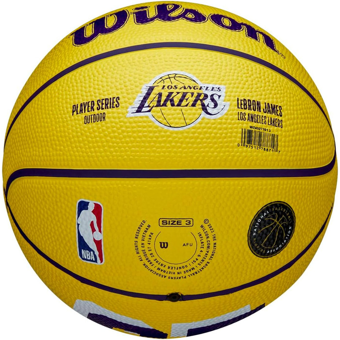 Баскетбол на відкритому повітрі WILSON NBA Player Icon - розмір 7 - 74,9 см і міні-розмір (3, Лос-Анджелес Лейкерс)