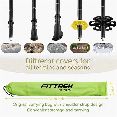 Дитячі трекінгові палки FitTrek, телескопічні, легкі, з гумовими насадками, чохлом і подушечками для ходьби