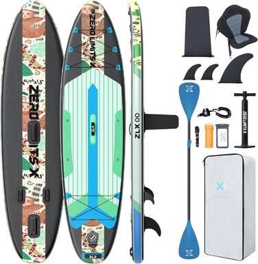 Надувна SUP-дошка ZLX 320 см з сидінням для дорослих, стійка, антиковзне покриття, помпа, регульоване весло, для початківців
