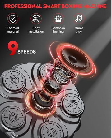 Yorraka Музичний бокс-машина для дорослих і дітей з LED-підсвіткою, Bluetooth, 9 режимів швидкості, настінна, з боксерськими рукавичками