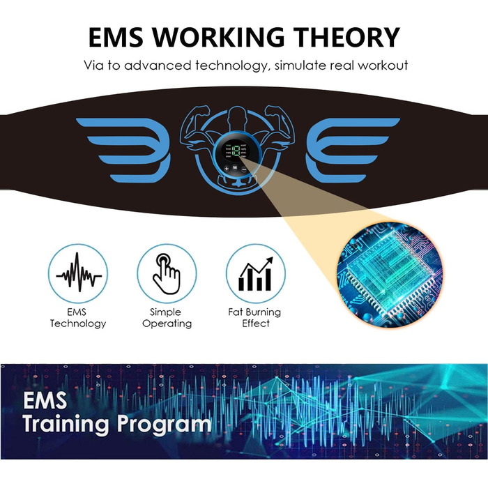 Міостимулятор ROOTOK EMS, фітнес-пристрій, 8 режимів, 19 інтенсивностей